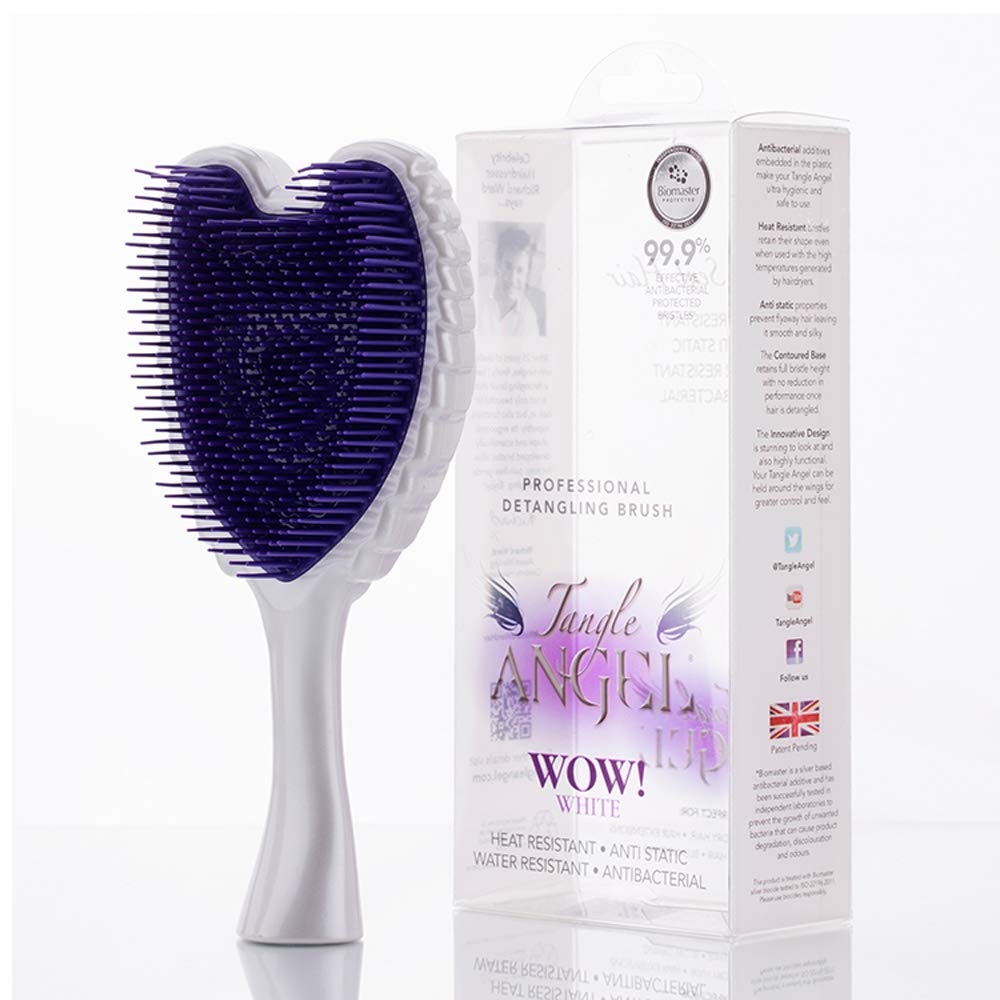 Tangle Angel Cute Hair Brush for Thick Curly Thin Long Short Wet or Dry Hair,Detangler Brush, Detangling Massage Brush for Adults & Kids Hair(187mm, Gloss white)