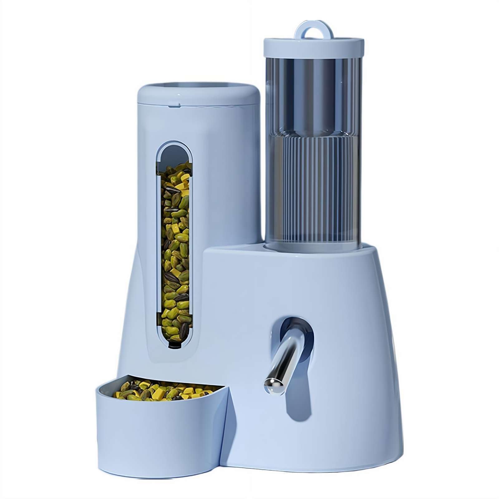 Hamster Water Bottle & Food Bowl Combo 3oz/100mL - Leak-Proof Dual Chamber Dispenser with Chew-Proof Steel Spout, Weighted Base for Dwarf Hamster & Mice Essentials