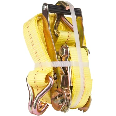 CURT 2-Inch X 27-Foot Ratchet Strap - 10,000 Lb Strength Yellow Nylon Tie Down