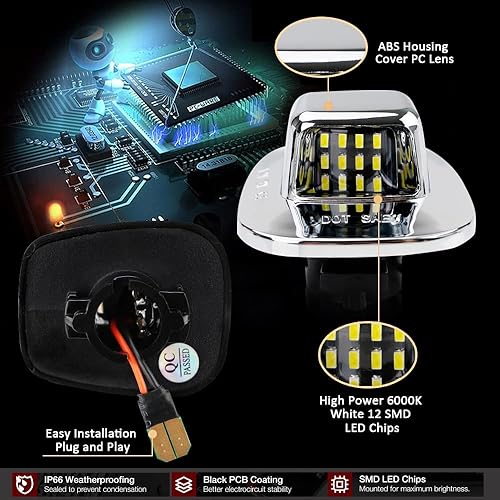 Miniatura 4 de D-Lumina Conjunto de lámpara LED para matrícula, carcasa cromada compatible con Chevy GMC Silverado Sierra CK Series 1500 2500 3500 Suburban Blazer