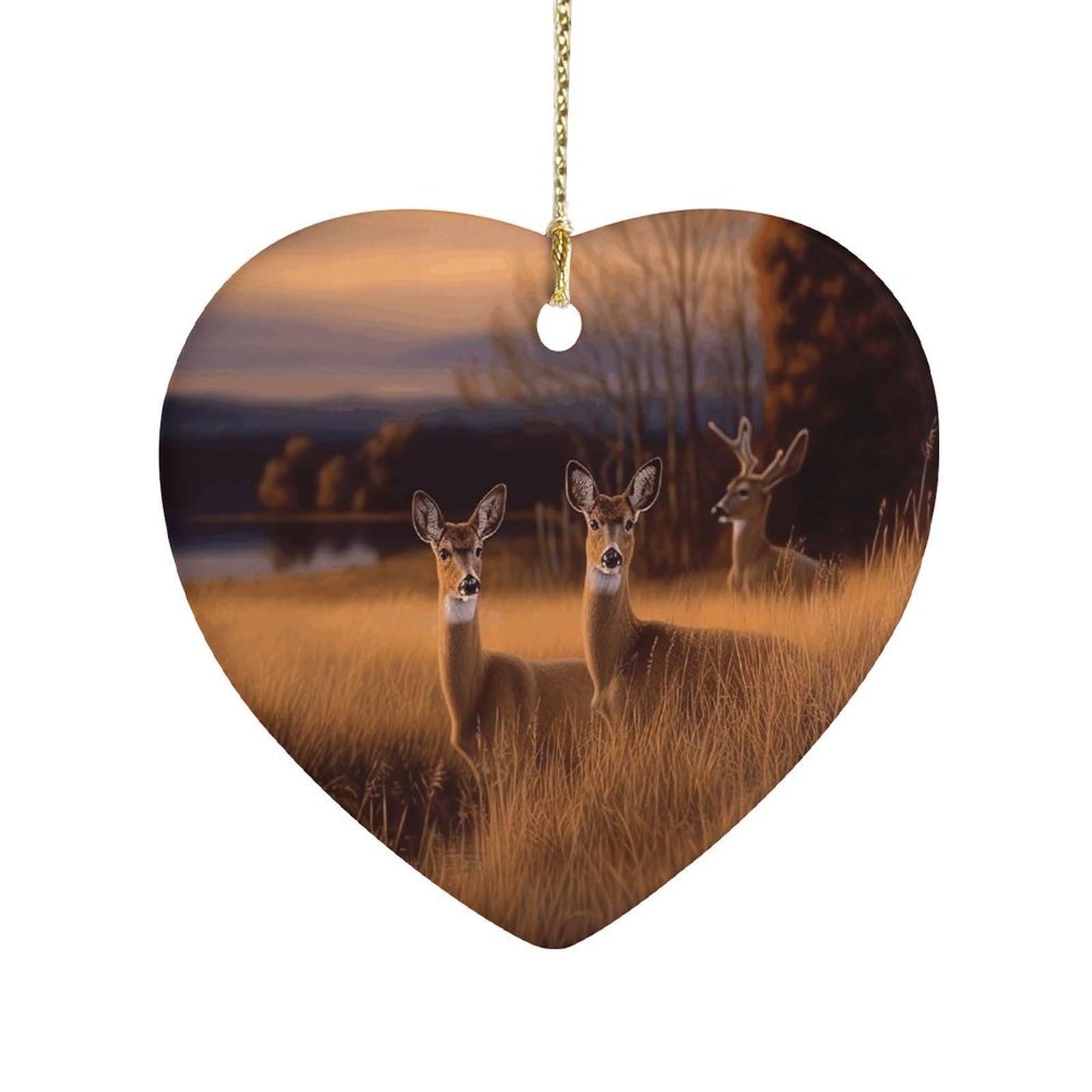 Fekiloot Style Nature Wild Animal Deers Ceramic Ornament Home Decor Keepsake
