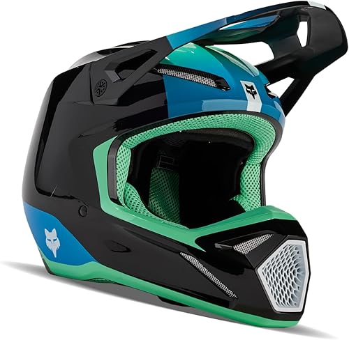 Miniatura 34 de Fox Racing Youth V1 Casco de Moto Motocross para Bicicleta de Tierra Índigo oscuro,Negro Lean,Escudo negro,Burla negra,Negro/Azul,Azul,negro, azul
