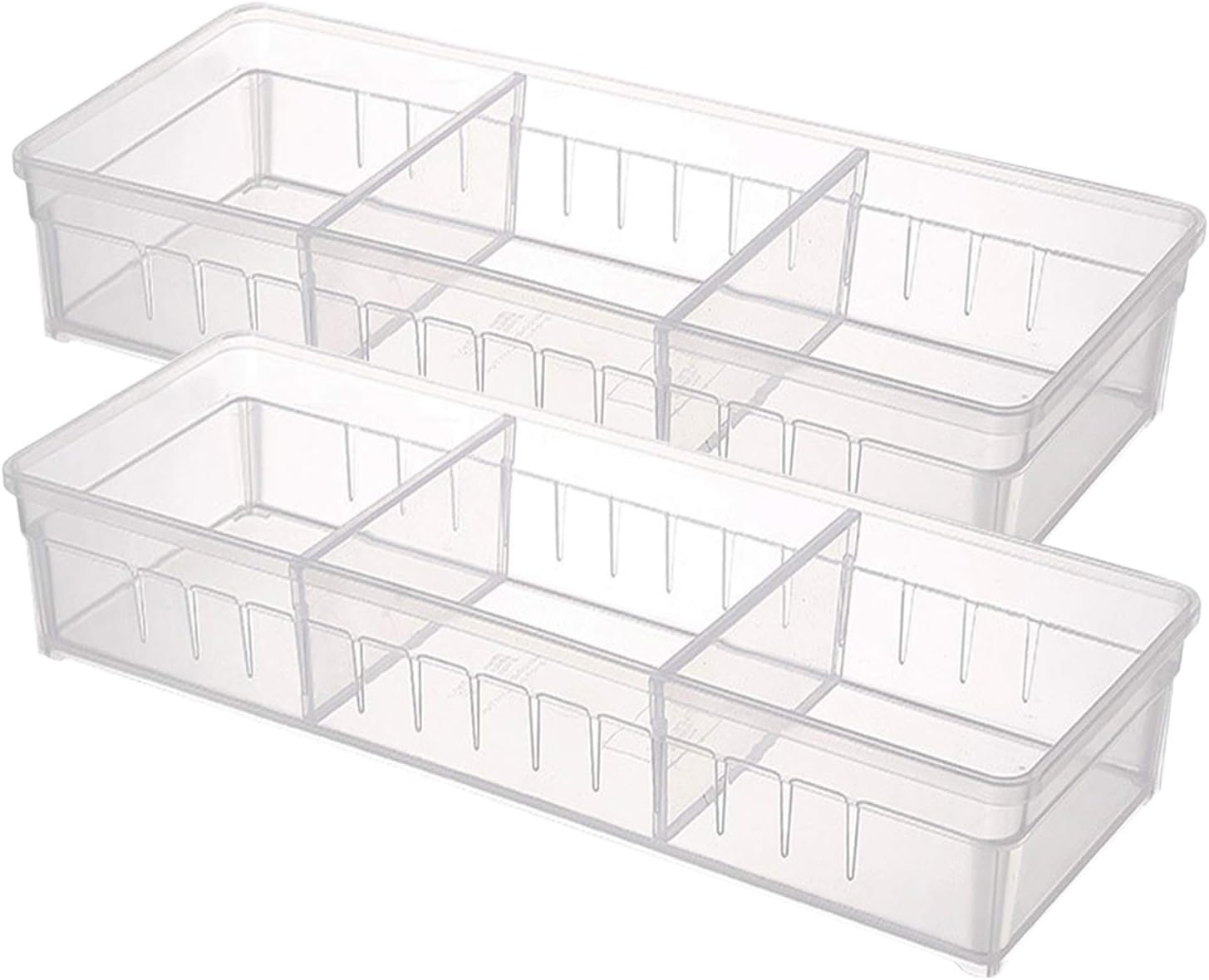 Drawer Organizer, Anumit Clear Plastic Storage Drawers with 2 Adjustable Drawer Dividers for Office, School, Kitchen, Dresser, Desk, Bedroom (2 Pack)