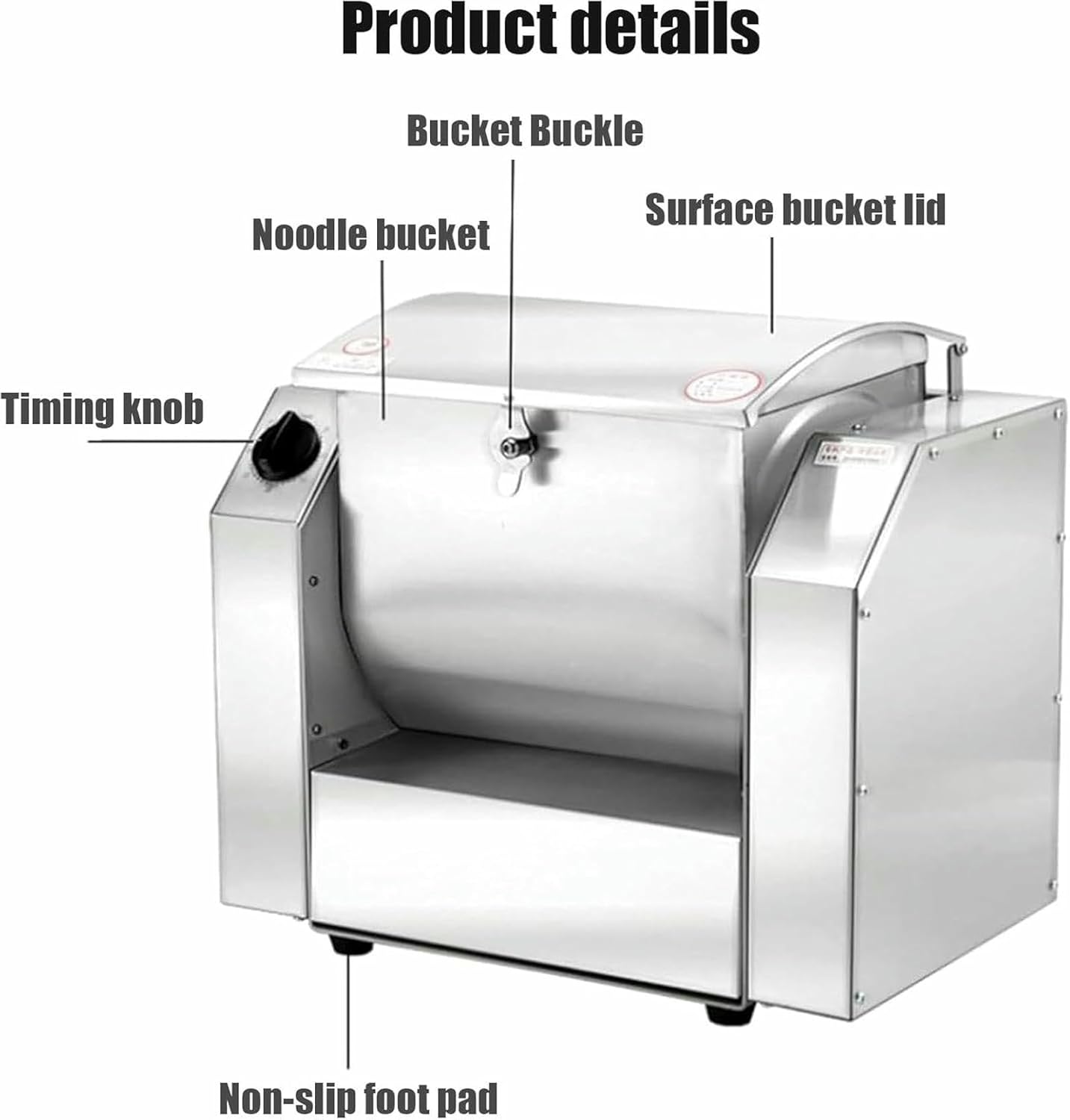 Commercial Kneader, Professional Flour Kneader With A Capacity Of 5 Kg To Make Pasta, Noodles And Pizza, 30 -Minute Timer, 5 Kg Stainless Steel Kneader