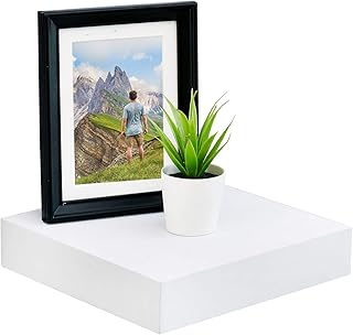 WELLAND 9 1/4 inch White Mission Floating Shelves for Wall, Bathroom Wal...