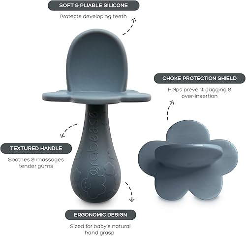 Miniatura 2 de Grabease Juego de cucharas de silicona para bebé para destete y autoalimentación de primera etapa suave, segura 100% silicona de grado alimenticio