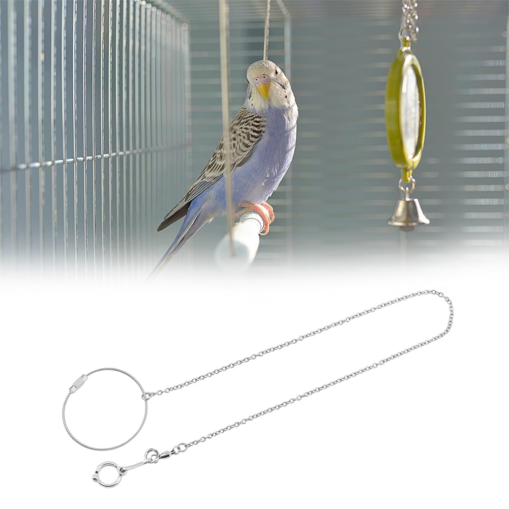 AHANDMAKER Catenina per Pappagalli per Uccelli da Compagnia, Catena in Acciaio Inox con Piedistallo per Uccelli con Anello, Accessori per Anelli Pappagallo Caviglia (Modello 12, 11.5 millimetro)
