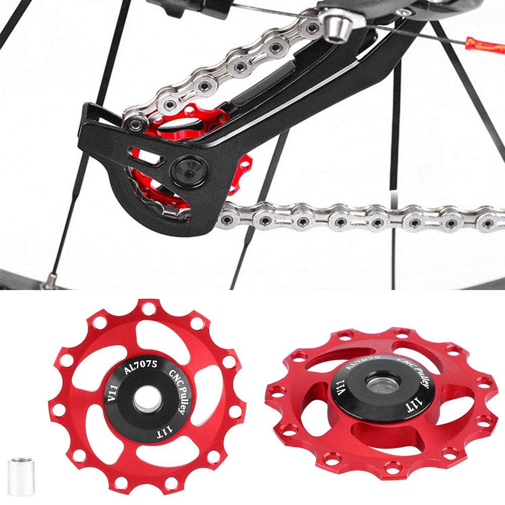 VGEBY1 2 Poulies De Dérailleur En Alliage D'aluminium CNC, 11 Dents, Pour VTT – Roulement à Billes, Léger, Résiste à La Rouille (rouge)