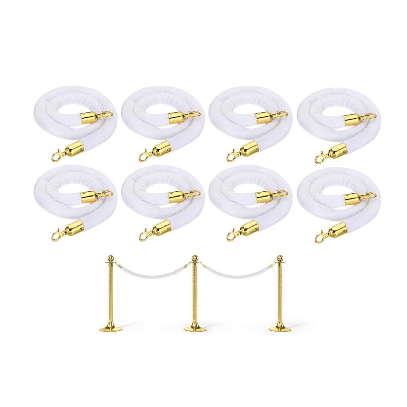 WOTZOV 8 Pack Retractable Belt Barrier Set - 250Cm/98In Queue Management For Events, Parties, Fashion Shows, Crowd Control, Stanchion Accessories, Portable, Durable, Easy Setup,8 Pack 350cm/138 in
