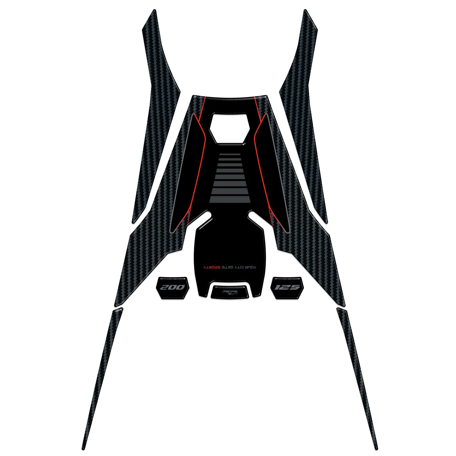 Resin Bike 3D Aufkleber Für Aprilia SR 125-200 (2022-2025) – Harz-Aufkleber Zum Schutz & Dekorieren, Made In Italy