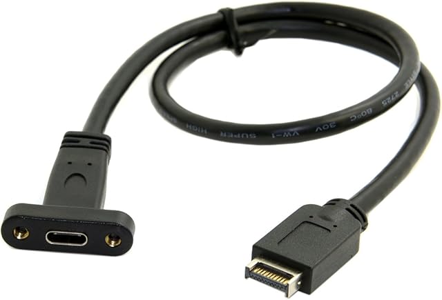 Cablecc USB 3.1 Front Panel Header to USB-C Type-C Female Extension Cable 40cm with Panel Mounting Screw