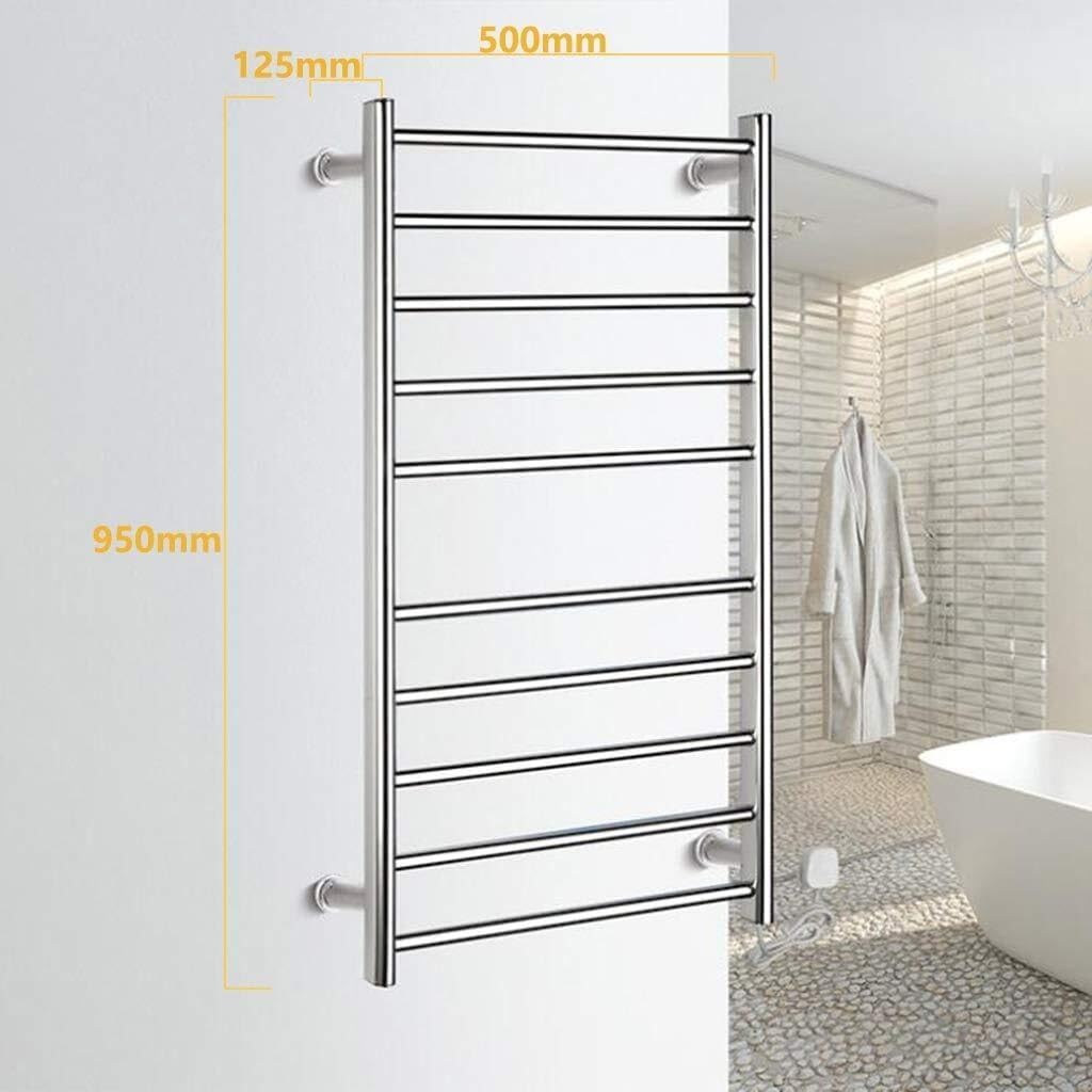 Electric Heating Towel Rack, 304 Stainless Steel Wall-Mounted Plug-in Drying Rapid Style Warmer, Hand-Mirror Polished,