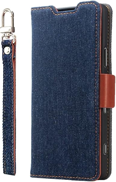 Corallo Xperia 1 Iii 対応 手帳型 ケース デニム 生地 ストラップ 付き スマホケース マグネット 式 レザー ベルト 薄型 スマホ 手帳型ケース カード 収納 スタンド 付 手帳 布製 カバー Sony Xperia1 3 Sog03 So 51b