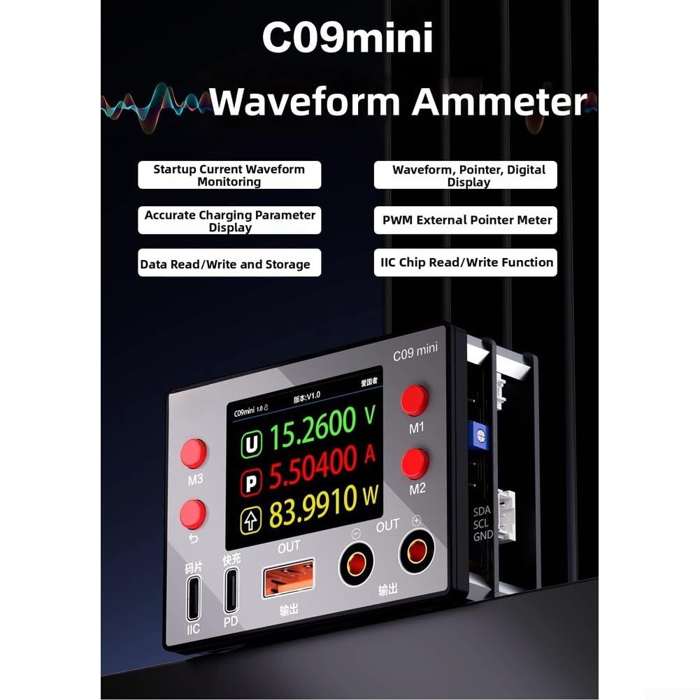Amperometro analogico digitale con display a forma d'onda, rilevamento di carica da 140 W, lettore chip IIC, misuratore di corrente a 3 intervalli per test di riparazione della scheda del telefono