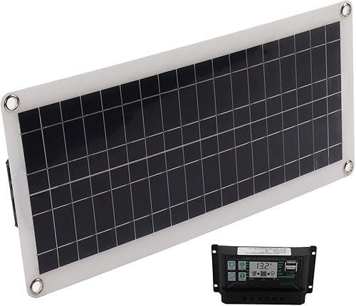 Miniatura 6 de Kit de panel solar, panel solar de 30 W, 30 A, 12 V, 24 V, cargador de voltaje, kit de inicio de panel solar de silicio policristalino para coche de