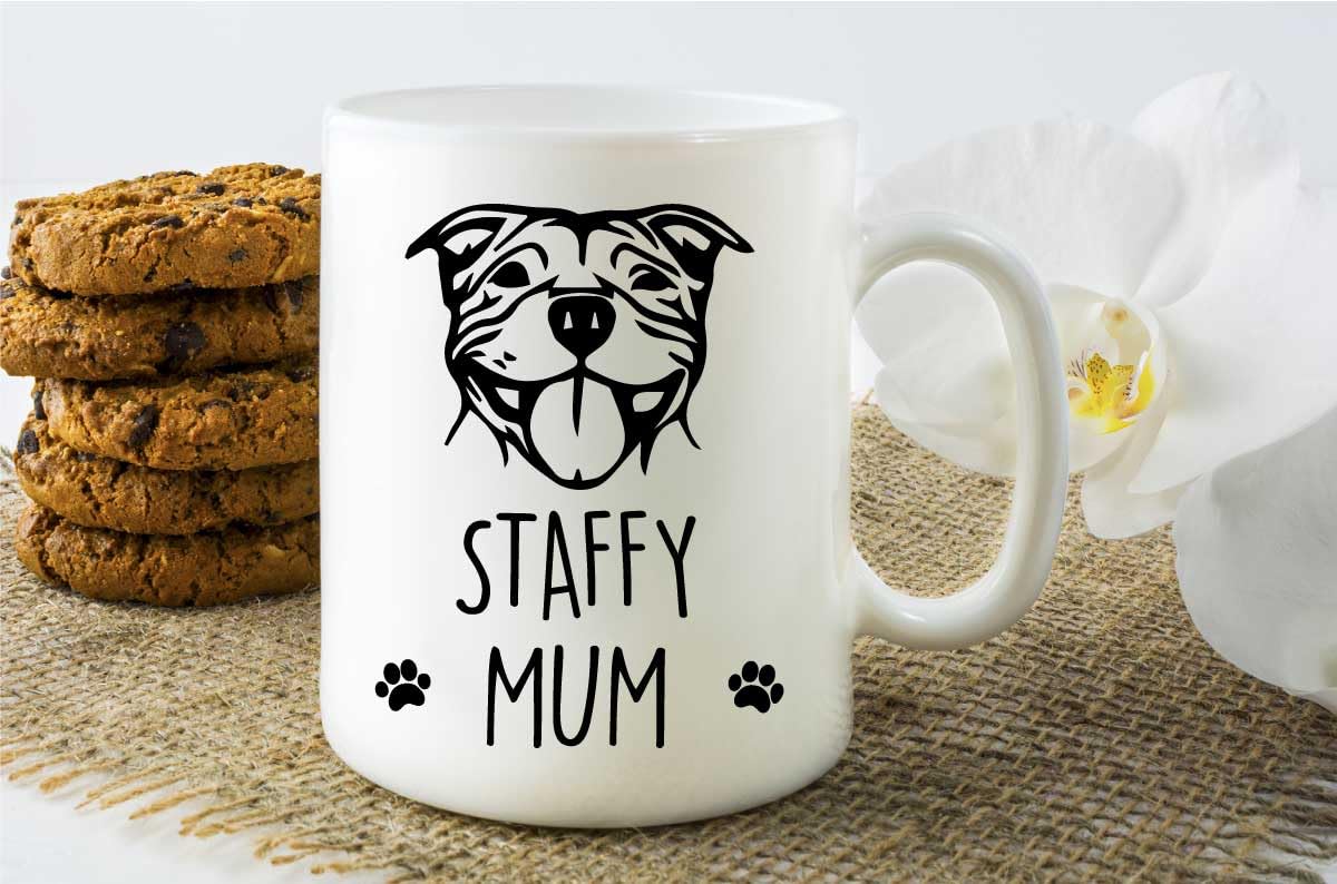 60 Second Makeover Women's White Limited Staffy Mum Mug Pet Present Dog Lover Staffordshire Bull Terrier Gifts Mothers Day Staffie Gifts For Staffy Owner Present For Her