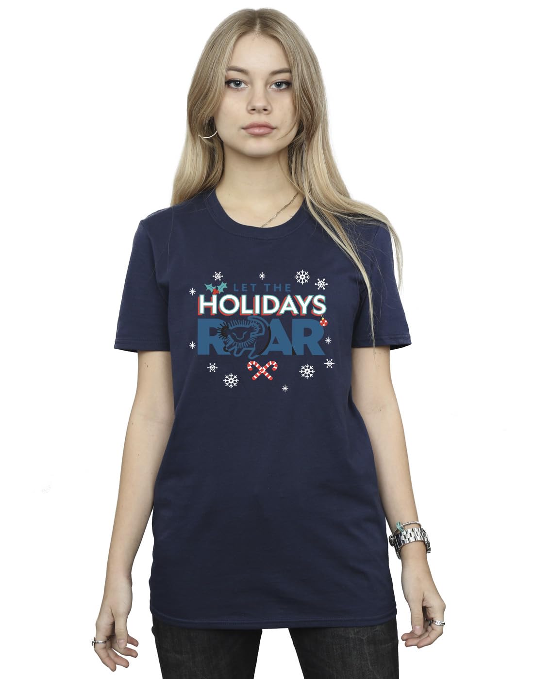The Lion King Holidays Roar Cotton Boyfriend T-Shirt Navy L