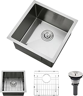 Bar Sink - PEPO 17 x 17 Inch Undermount Kitchen Sink, 16 Gauge Stainless...