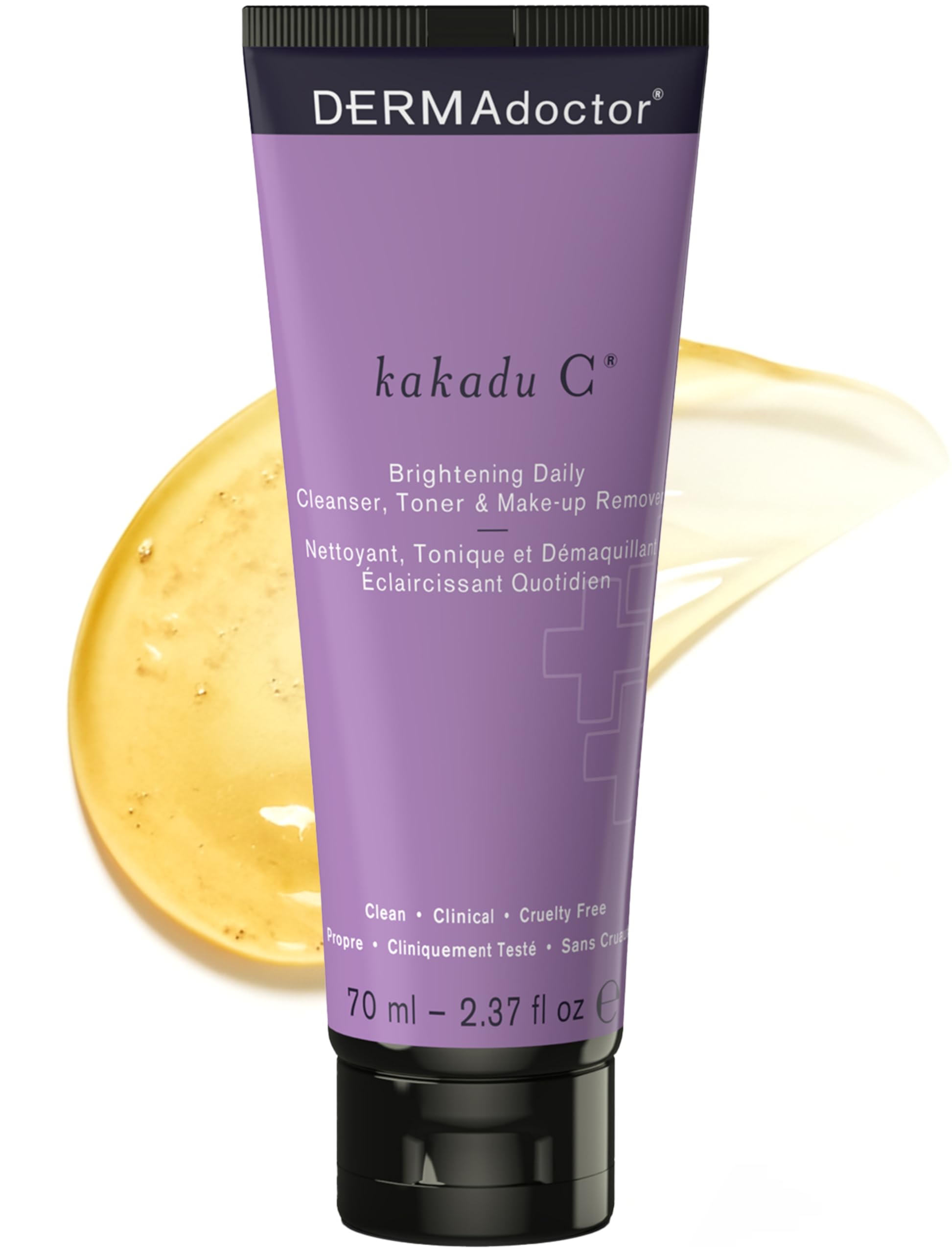 DERMAdoctor Vitamin C Face Wash – Daily 3-in-1 Vitamin C Cleanser & Makeup Remover Face Wash That Tones, Clears Pores, Lifts Oil, and Removes Sunscreen & Pollutants with Potent Kakadu Plum – 2.37 oz