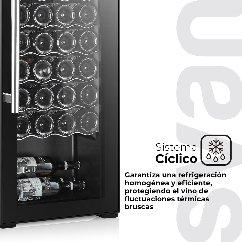 SVAN Vinoteca 32 Botellas Negro SVN3200S. 65W, Display LED táctil, Pantalla Digital Exterior, 8 Rejillas Metálicas, Clase de Eficiencia Enérgetica G — view 7