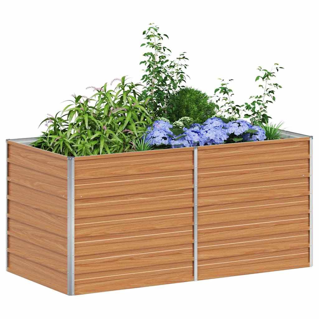 vidaXL Garden Raised Bed Light Brown 160 x 80 x 77 cm Galvanised Steel, Garden and Terrace, Durable Metal Planter, Raised Vegetable Bed, Outdoor Flower Box, Backyard Plant Container for Herbs
