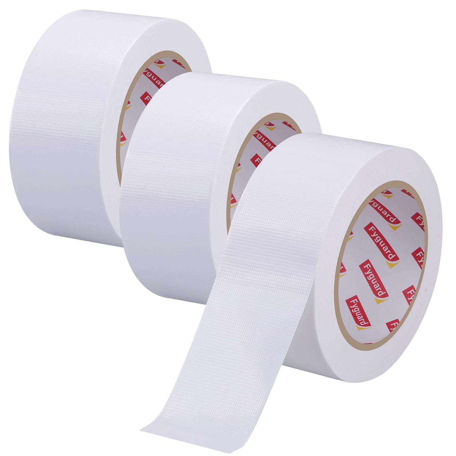 Fyguard 3 Rolls Duct Tape White, 48mm x 28m Duct Adhesive Gaffer Tape 210μ Waterproof Heavy Duty Tape for Indoor Outdoor Household Gardens (84m in Total)