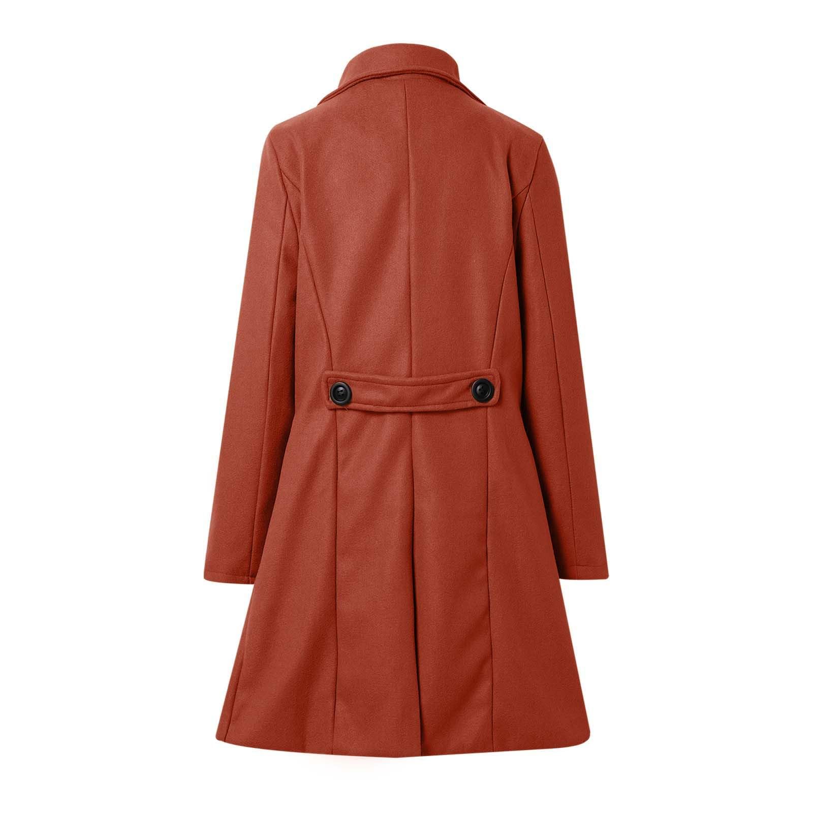 Genérico Abrigo Mujer Lana Mezcla Elegante, Chaqueta Doble Botonadura con Cuello Solapa, Americana Formal para Otoño Invierno, Oficina y Eventos
