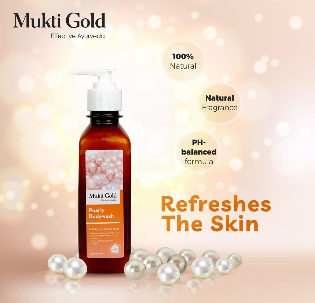 Axiom Mukti Gold Pearly Body wash, Made with herbal extracts, Aloevera Relieves Dry & Itchy Skin with Extra Skin Conditioning, Useful for all skin types, Soft skin feel -250ml 4