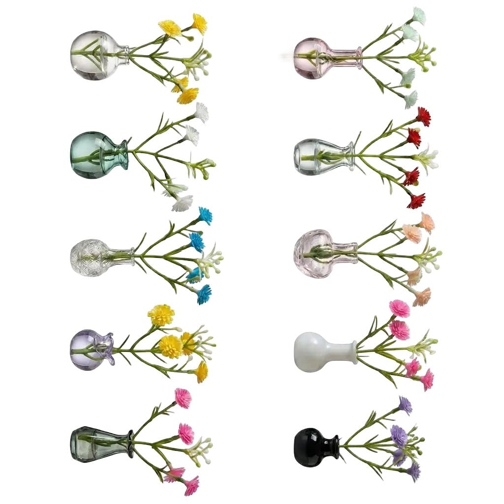 Minis Vase Magnets for Fridge Tiny Plant Decoration for Kitchen, Locker Offices Refrigerator Magnet Lovely Minis for Tiny Glass Vases