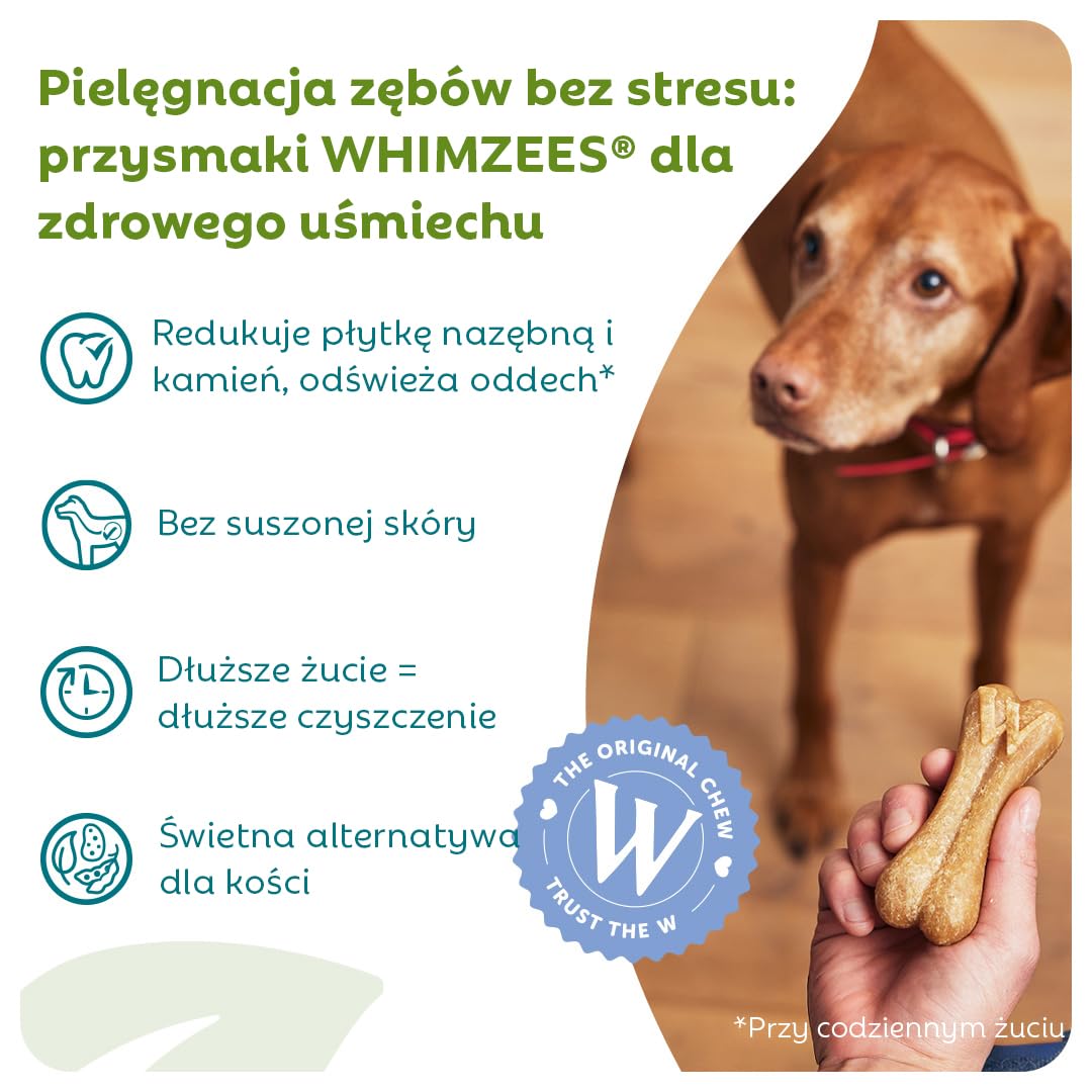 WHIMZEES Kość Ryżowa M/L 20 sztuk – Gryzaki Dentystyczne dla Średnich i Dużych Psów, Naturalne, Bezzbożowe