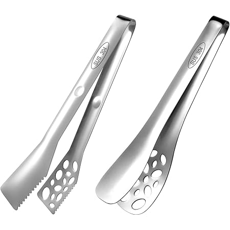 Maphyton 2 Packs 304 Stainless Steel Cooking Buffet Tongs 10 inch Sturdy Heavy-Weight Grilling Barbeque BBQ Tongs Serving Food Utensils Salad Frying Tongs Non-Slip Food Serve Tongs