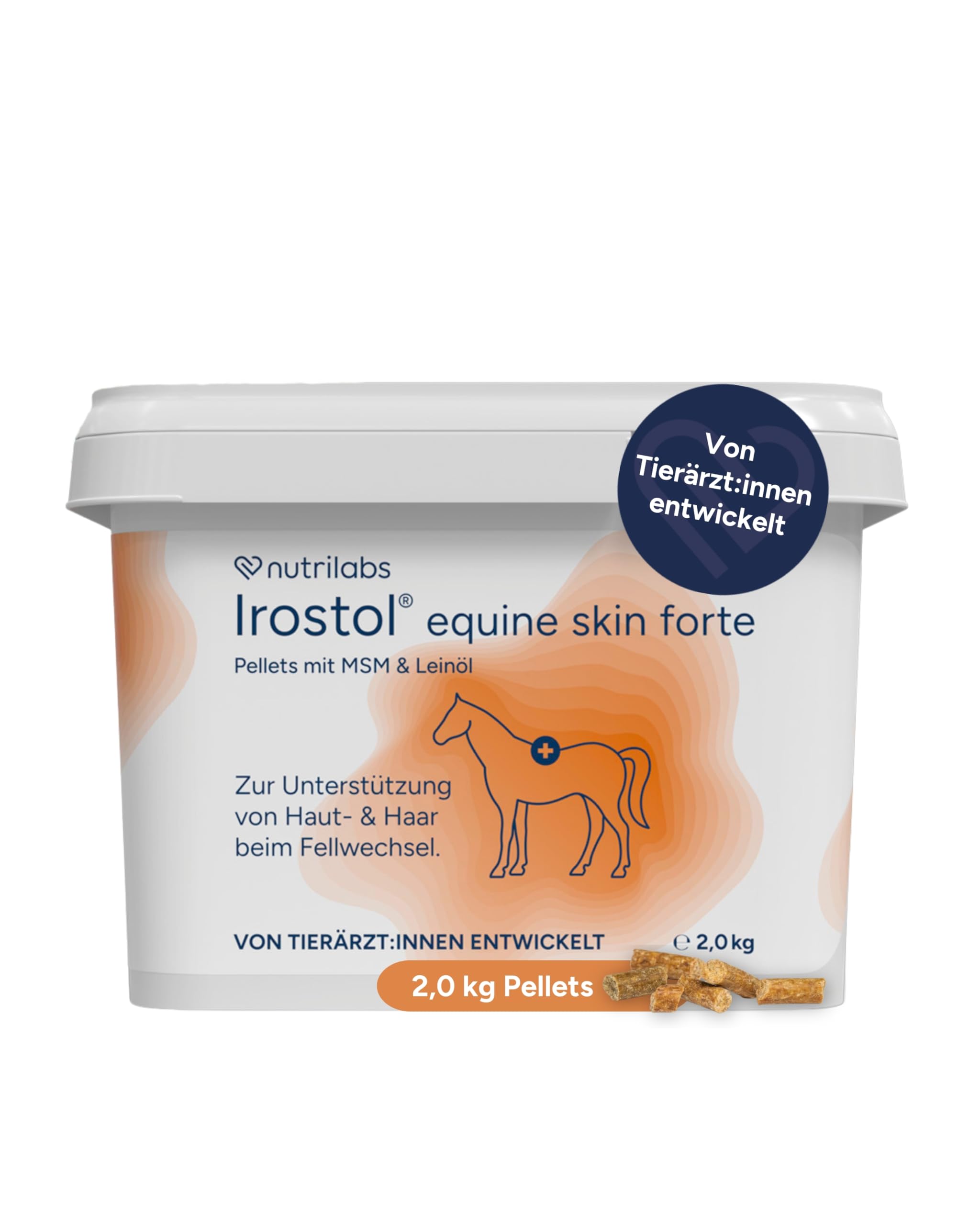 NutriLabs Irostol® Pferde Pellets 2 kg - Nahrungsergänzung mit Vitaminen, Biotin u.v.m. für Haut & Fellwechsel - MSM - Pferdeergänzungsfutter mit Biotin - Mineralien