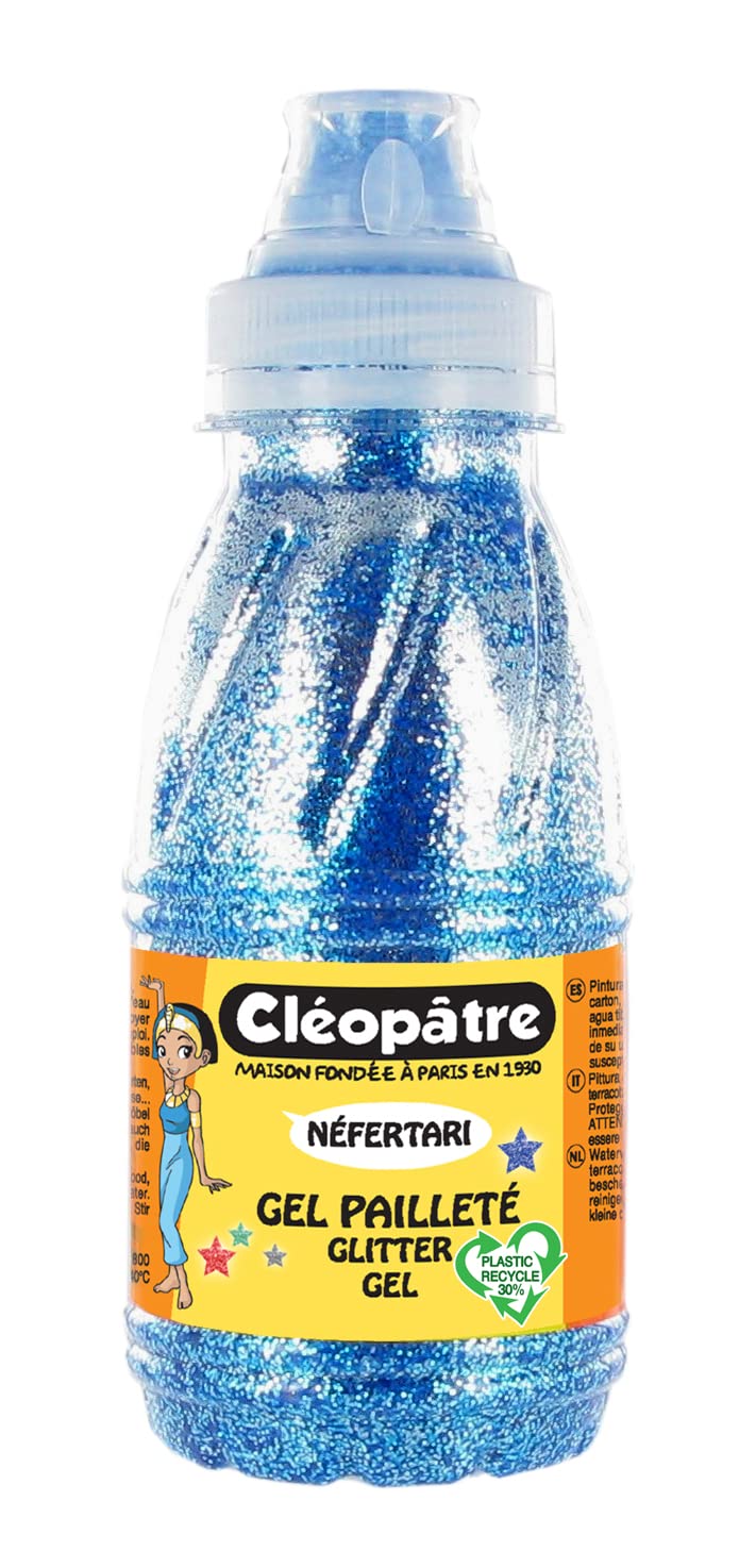 Cleopatre GP250-5 - Frasco de gel con purpurinas - 250 ml - Azul