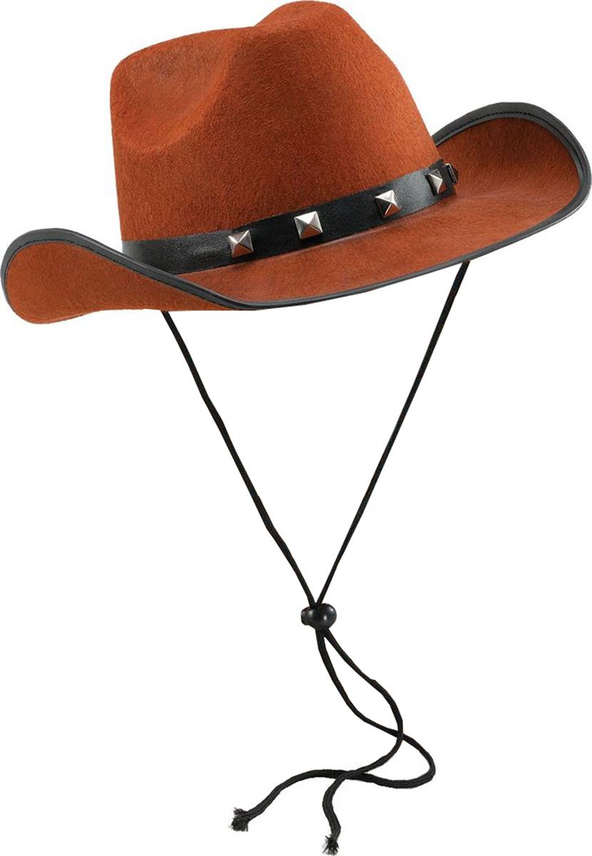 Bristol Novelty Brown Felt Cowboy Studded Hat