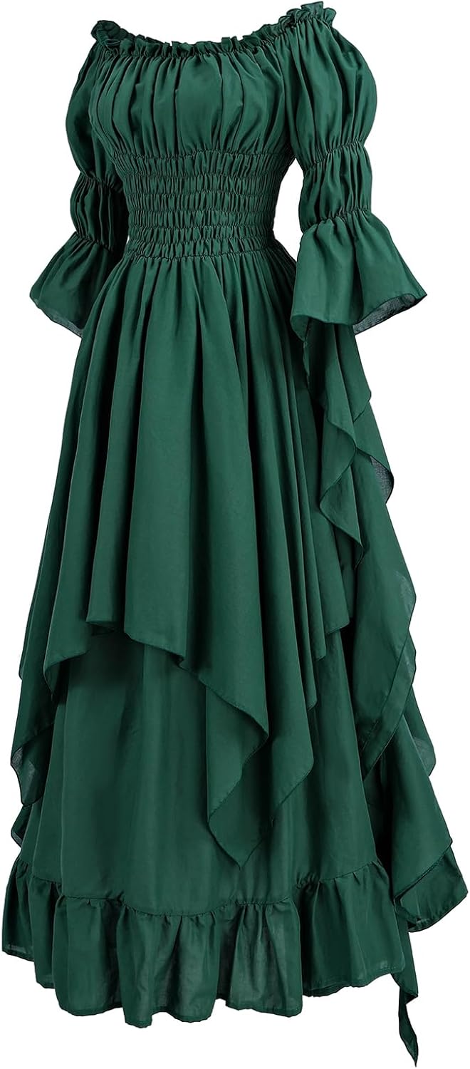 LTAKK Renaissance Dress Women Medieval Costume Victorian Dresses Peasant Gothic Fairy Witch Wedding Under Dress - Image 3