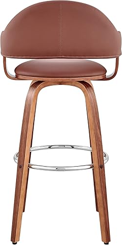 Miniatura 108 de Armen Living Jayden - Taburete de bar moderno giratorio de piel sintética gris y madera de nogal de 26 pulgadas para encimera de isla de cocina