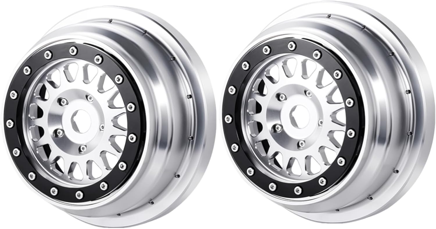 CNC Aluminum Beadlock Wheel Rims,RC Wheel Hubs for Losi 1/6 Super Baja Rey 2.0 RC Car Upgrade Parts (2pcs)