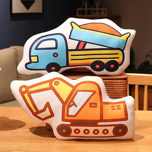 Miniatura 5 de Almohada de felpa para camión excavadora 3D, cojín de felpa para sofá, vehículo de ingeniería, almohada de felpa blanda de 19.6 pulgadas