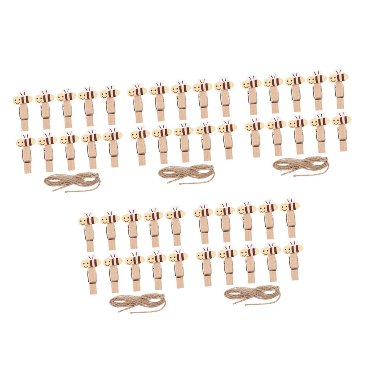 Cabilock 5sets Wooden Photo Display Clips Mini Close Pins for Bee Craft Snack Display 10pcs*5