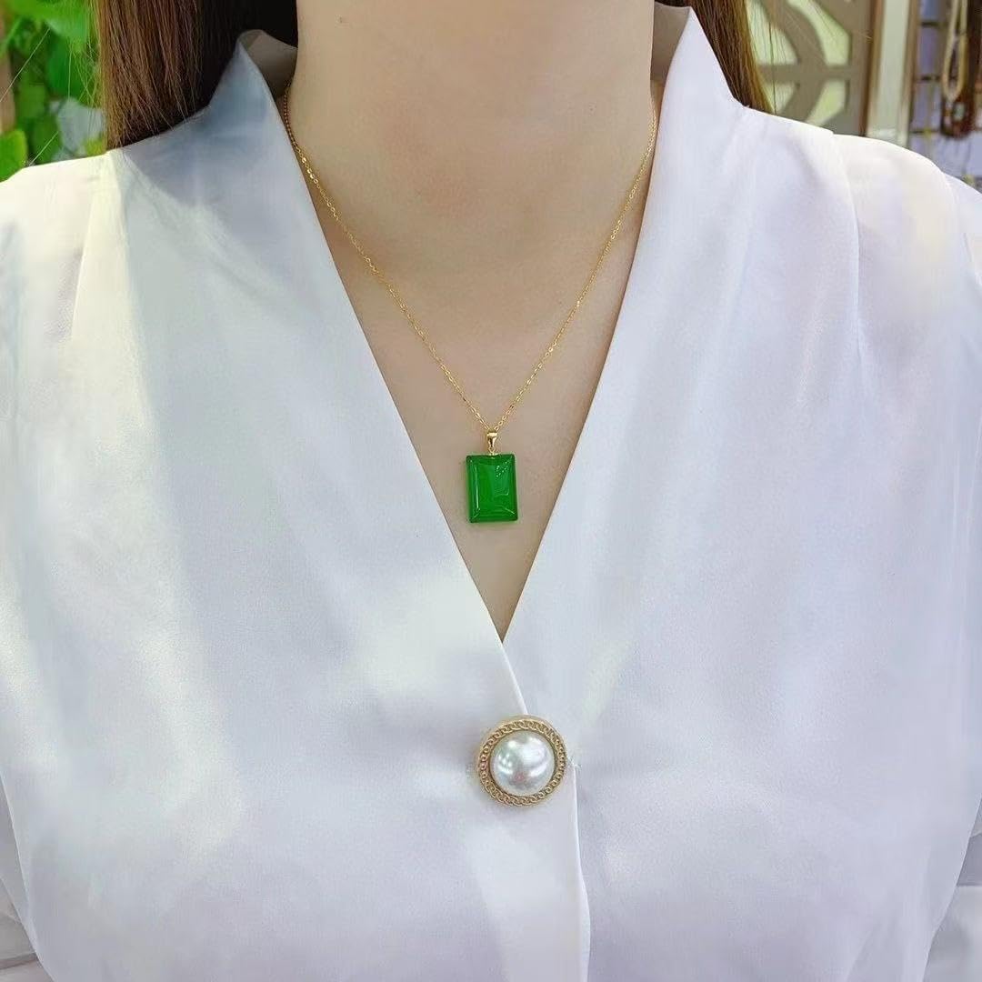 Green Jade Pendant with Gold Plated Silver Chain Gifts for Women - Image 2