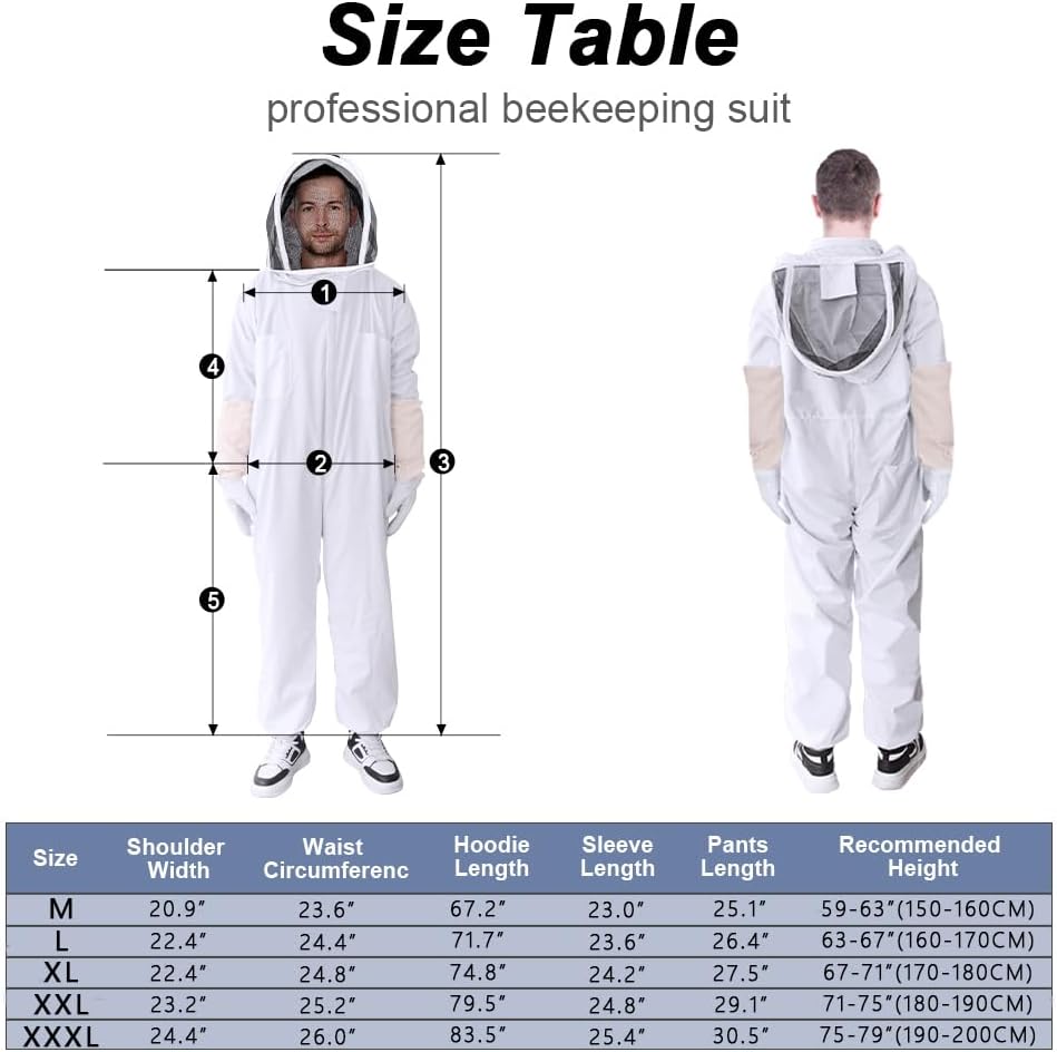 Bee Suit Series,One-Piece Full Set of Clothing with Gloves,Polycotton Material is More Assured