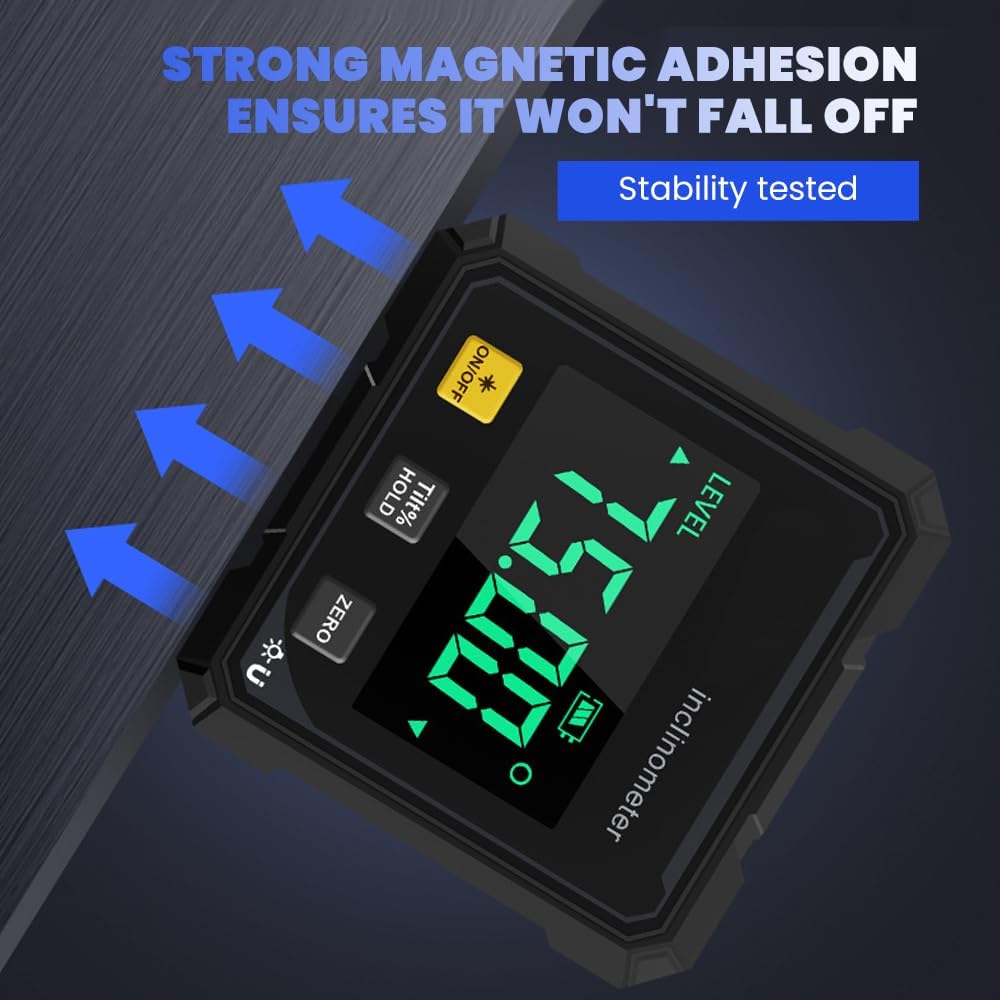 Inclinometro Digitale, Misuratore d'Angolo ad Alta Precisione con Misuratore d'Angolo Magnetico a 4 Lati, Strumento di Misurazione di Alta Precisione per Lavori di Falegnameria, Sega da Banco