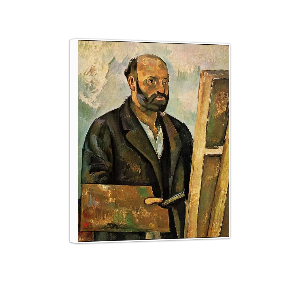 SDYSKKUG Canvas Wall Art Picture Decor Self Portrait by Paul Cezanne 105x80cm White Frame