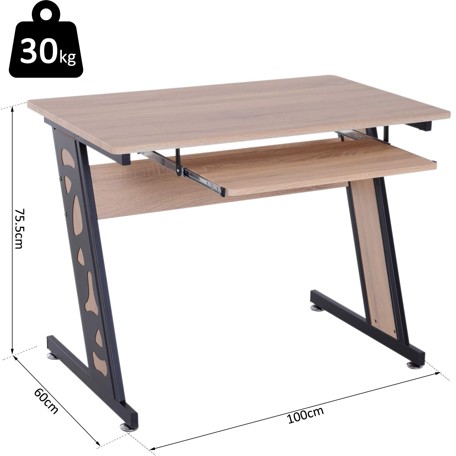 Computer Desk Wood Top Writing Workstation PC Laptop Study Table