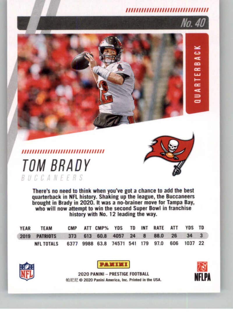 Amazon.com: 2020 Panini Prestige #40 Tom Brady Tampa Bay Buccaneers  Football Card : Collectibles & Fine Art