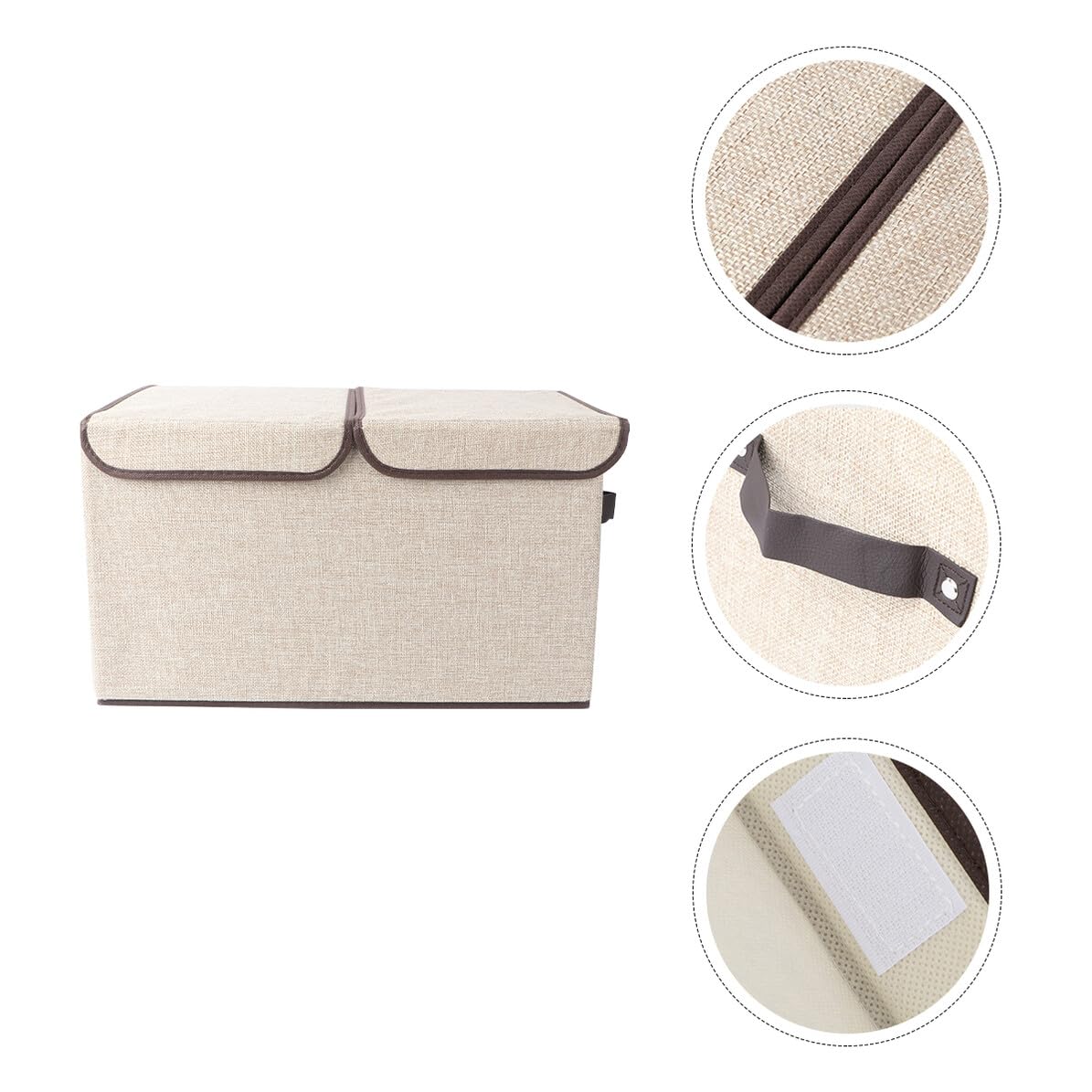 Uonlytech Caja de Almacenaje Plegable de Algodón y Lino con Doble Tapa y Asas Cesta para Armario Organizador Resistente y Apilable para Ropa y Hogar