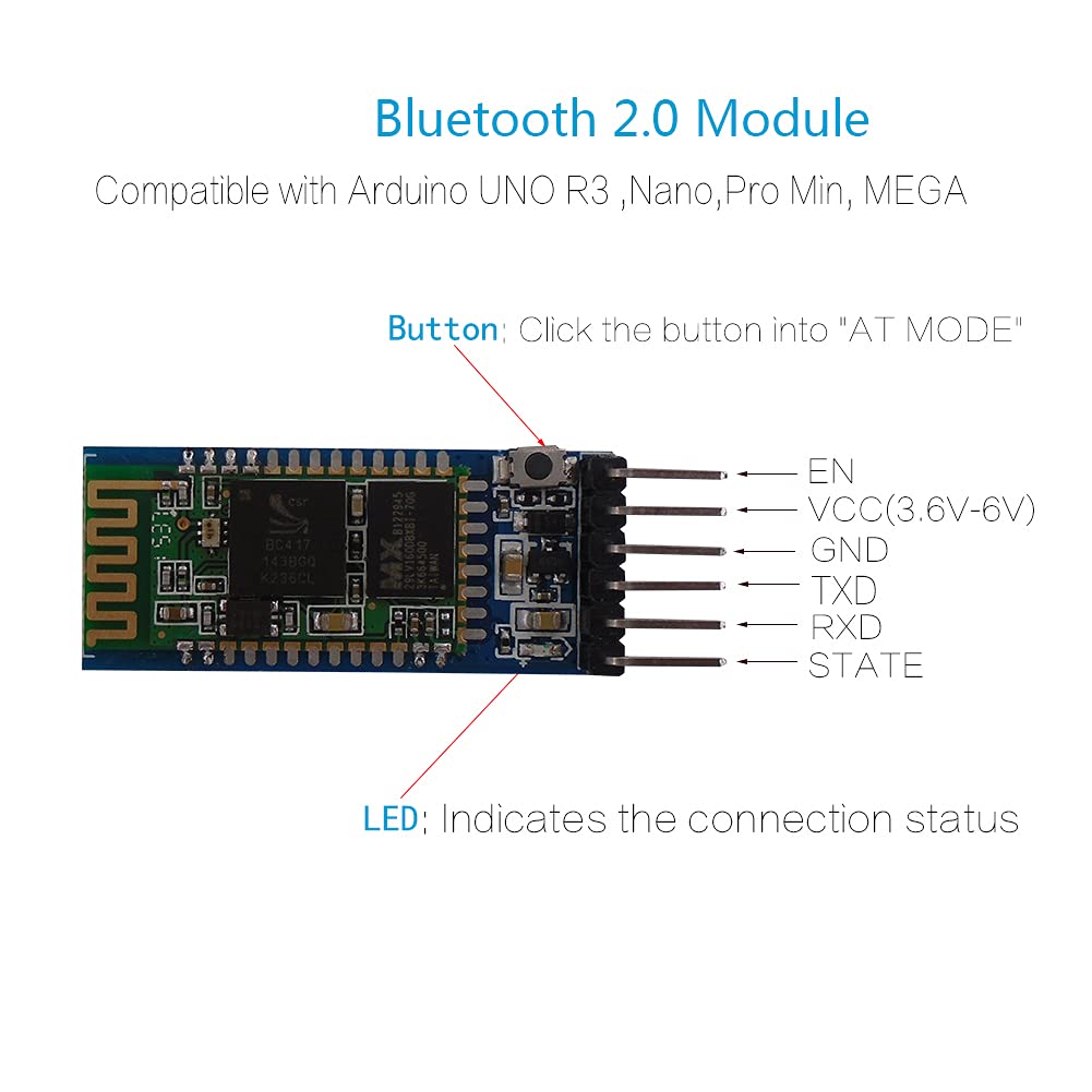 DSD TECH BT-05 Módulo Serial clásico Bluetooth 2.0 SPP para Arduino y Bricolaje