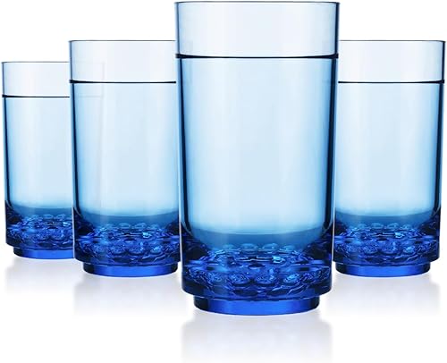 Miniatura 9 de Drinique Vasos altos irrompibles (juego de 4) vasos de plástico Tritan reutilizables de 14 onzas, inastillables, color blanco