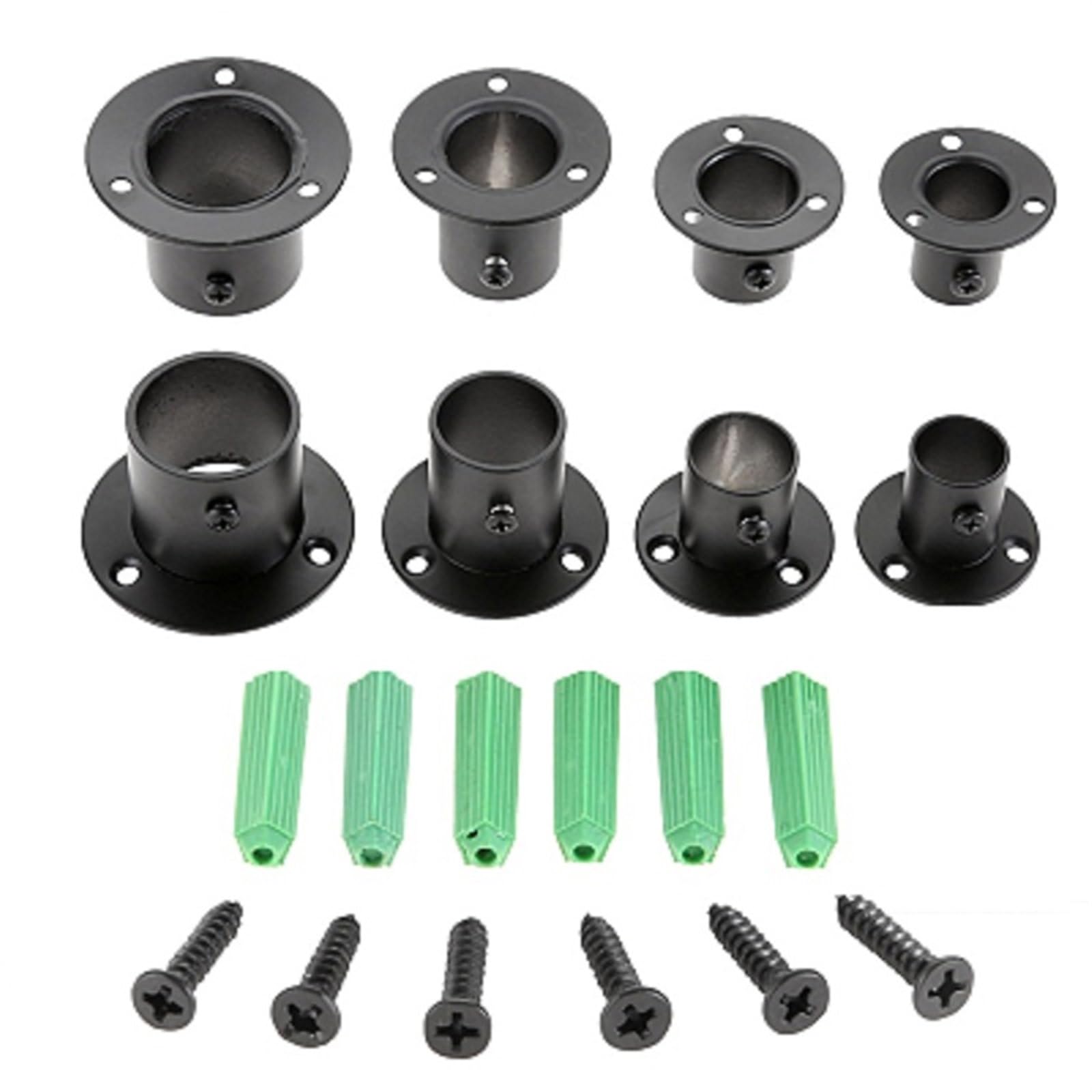Varilla de brida enchufe poste acero inoxidable, soporte varilla 8 piezas 19-32 mm for riel colgante armario con tornillos(22mm)