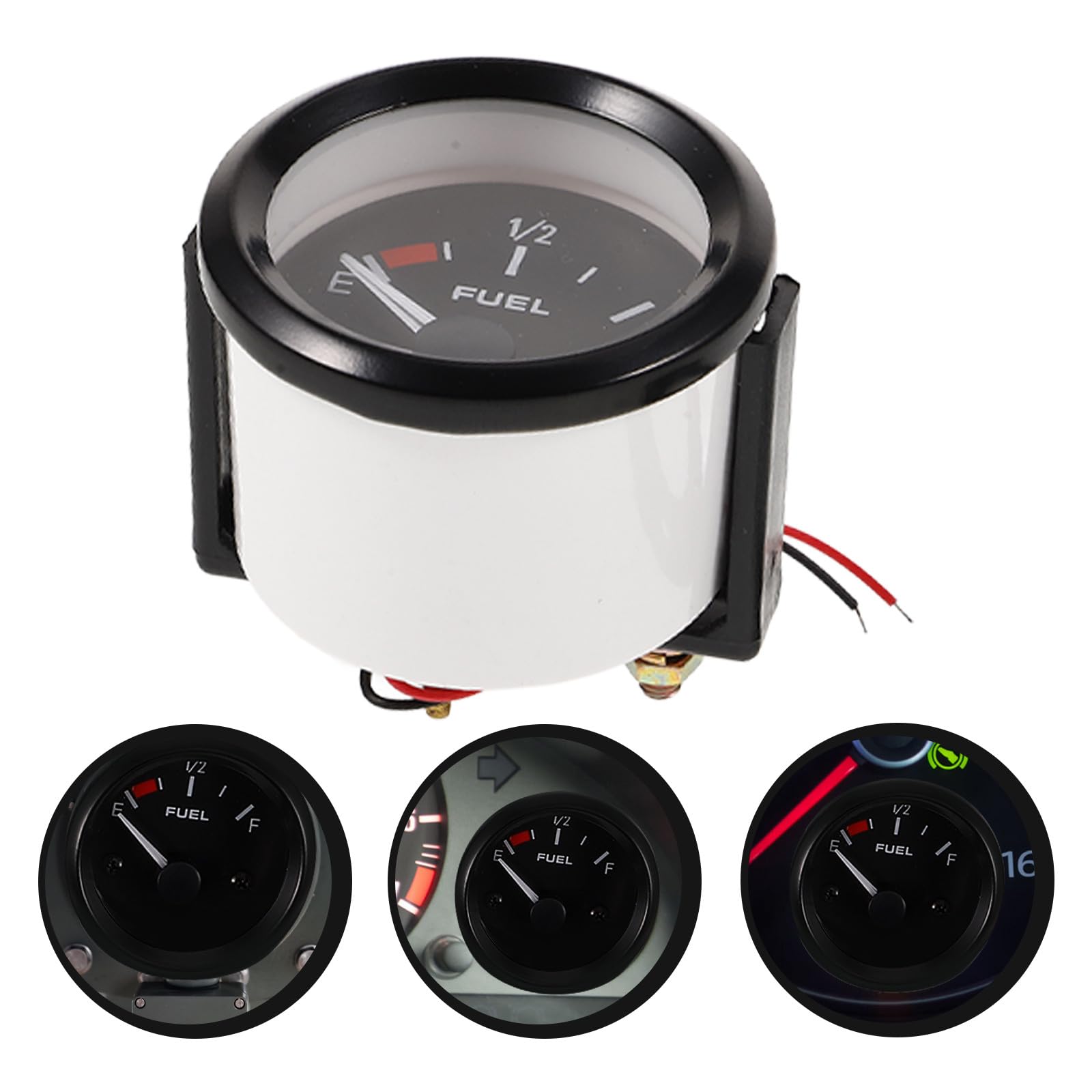 Jauge à Carburant Automobile 12V 52 MM Noire Indicateur à Aiguille et Flotteur Accessoire de Remplacement pour Véhicule Compatible Voitures et Utilitaires